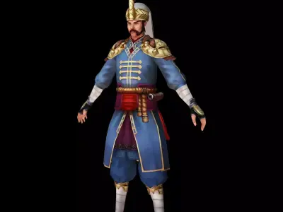 medieval soldier guard turkish janissary Low-poly 3D model