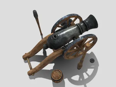 Old Iron Cannon Low-poly 3D model