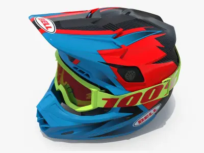 Bell Off-Road Motorcycle Helmet in Blue 3D model