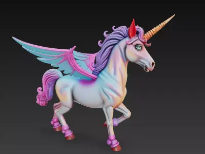 Unicorn Realistic 3D Model Basic - Low Poly Realistic Low-poly 3D model