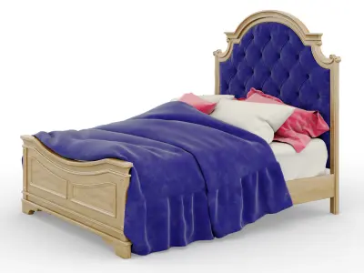 Magnolia Manor Antique White Queen Upholstered Panel Bed 3D model