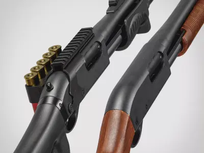 Remington 870 shotguns pack Low-poly 3D model