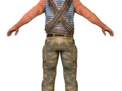 LowPoly Man Old USSR Soldier Low-poly 3D model