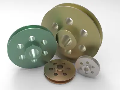 Pulleys metal pulley with holes 3D model