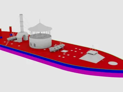 USS Monitor - Turreted Ironclad Warship 3D model