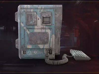 Scifi Retro Computer Low-poly 3D model