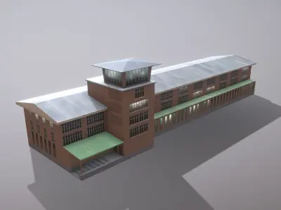 Airport Control Tower UDYZ KDP Low-poly 3D model