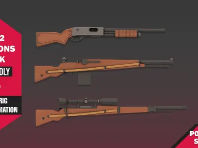 WW2 Weapons Pack Low-poly 3D model