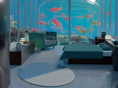 Underwater Hotel Room Free 3D model