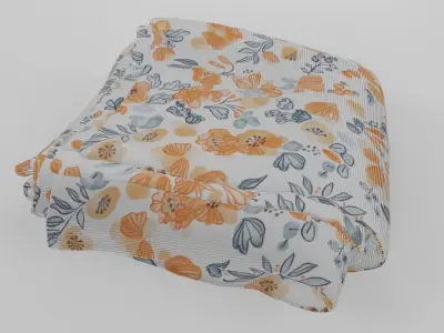 Blanket folded with orange flowers Free 3D model