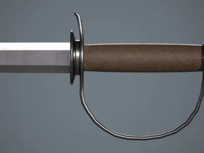 One-handed sword with scabbard Low-poly 3D model