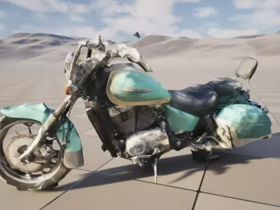 Vintage Motorcycle Teal and White Cream Classic Two Tone Low-poly 3D model