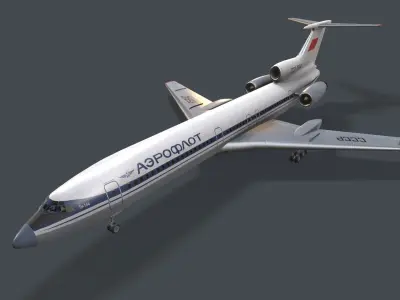 Tupolev Tu-154 USSR Animated Low-poly 3D model