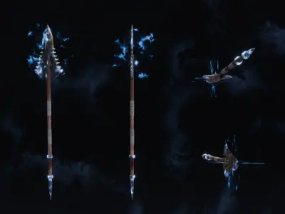 15 Lightning elemental weapons - medieval - fantasy VOL 01 Low-poly 3D model
