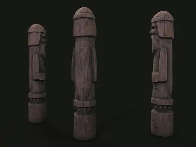 Totem wood 4 pbr 4k  Low-poly 3D model