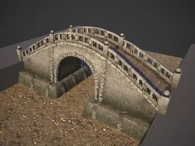 Japanese Medieval Bridge Low-poly 3D model