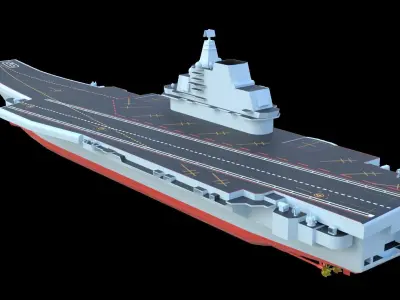 Type 001 Chinese aircraft carrier Liaoning Low poly  3D model