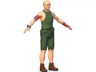 High Poly Man Slave Low-poly 3D model