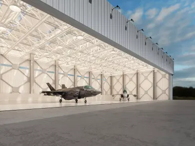 Military Aircraft Hangar Low-poly 3D model