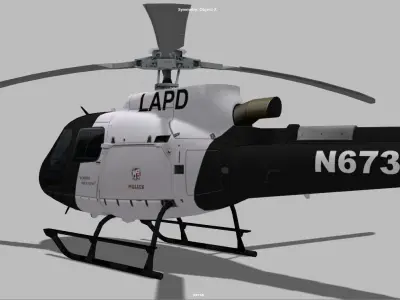 AS350 eurocopter LAPD Low-poly 3D model