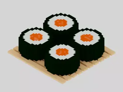 Salmon Maki Japanese Food Sushi  Low-poly 3D model