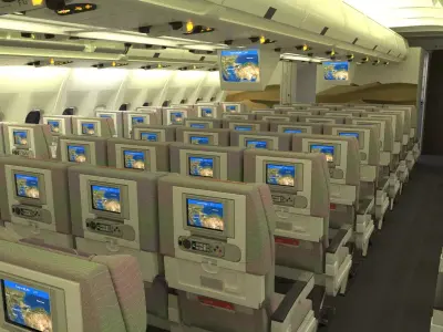 Airbus A330 Emirates economy interior 3D model