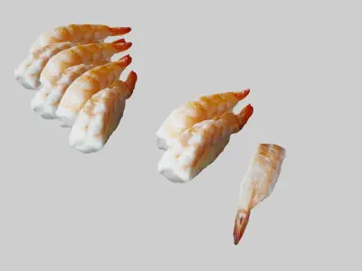 Sushi Delight 3D Scanned Shrimp Nigiri Low-poly 3D model