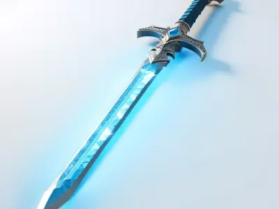 Glowing Ice Crystal Sword 3D model