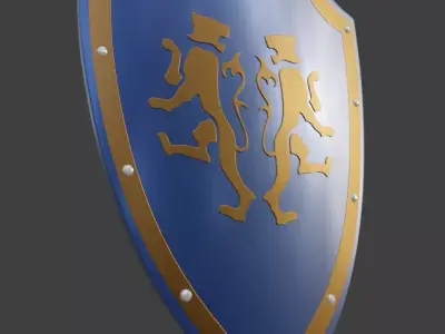 Medieval Two Tiger Emblem Shield Blender 3D printable 3MF OBJ Free 3D print model