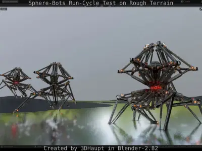 Sphere-Bots Run-Cycle Test on Rough Terrain Free 3D model