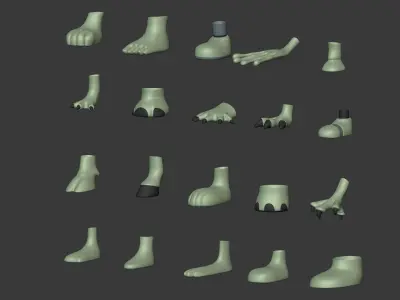 Cartoon Feet Pack Low-poly 3D model