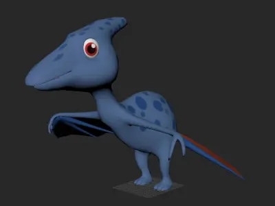 3D Model Pterodactyl Dinosaur  Character Model with Textures Low-poly 3D model