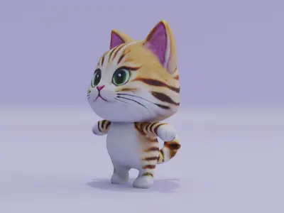 Cat Cute T-pose Free low-poly 3D model