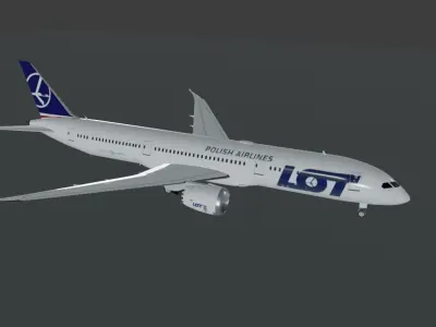 LOT Polish airlines Boeing 787-9 dreamliner 3d model Low-poly 3D model