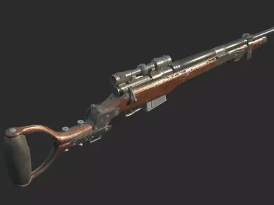 Future sci-fi wasteland-style sniper rifle 3D model