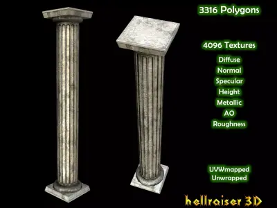 Pillar - Column - PBR - Dirty Textured Low-poly 3D model