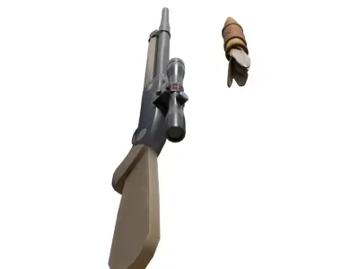 Traditional Tranquilizer Gun with Dart Ammo Stylized 3D Model Low-poly 3D model