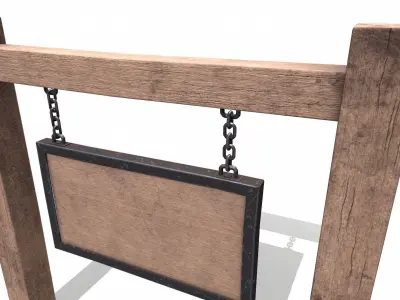 Old Medieval Sign Board Low-poly PBR Free low-poly 3D model