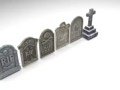 Gravestones Set 3D model