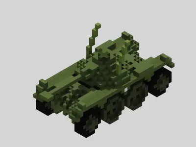 Panhard EBR Tank Voxel Low-poly 3D model