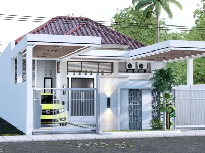 One floor Minimalist Luxury Modern House Design full interior 3D model