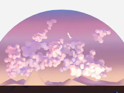 isometric pentagon dodecahedron sunset clouds night clouds 3D model