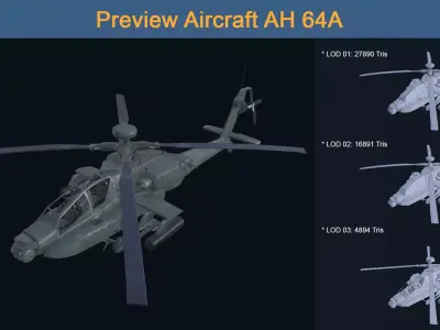 Asset - Army - Aircraft AH 64A - 3D MODEL Low-poly Low-poly 3D model