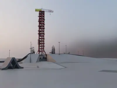 NASA Apollo Launch Scene With Military Vehicle  Low-poly 3D model