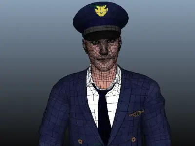 Pilot - Animated Low-poly 3D model