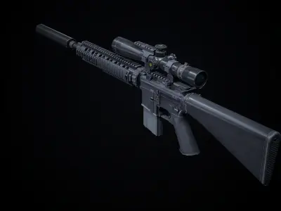 Mk12 PBR sniper rifle scope Low-poly 3D model