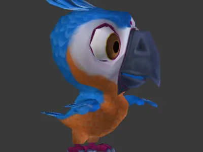 Cartoon lowpoly parrot  Low-poly 3D model
