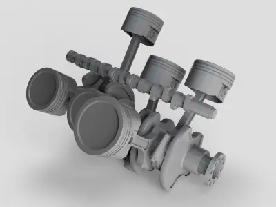 Crankshaft with pistons Free 3D model