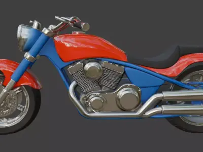 Cartoon Motorcycle 3D Model 3D model 6
