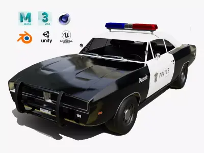 Classic Police Car - Realistic and Game Ready Low-poly 3D model